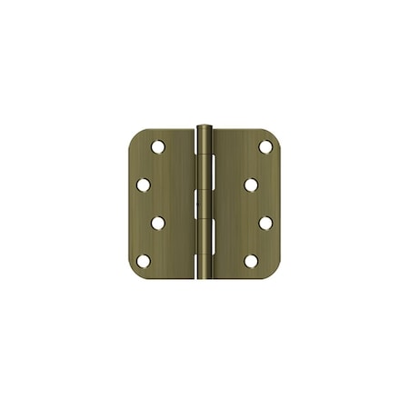 Deltana 4 x 4 x 5/8 Radius Hinge; Non Removable Pin Antique Brass Finish S44R5N5